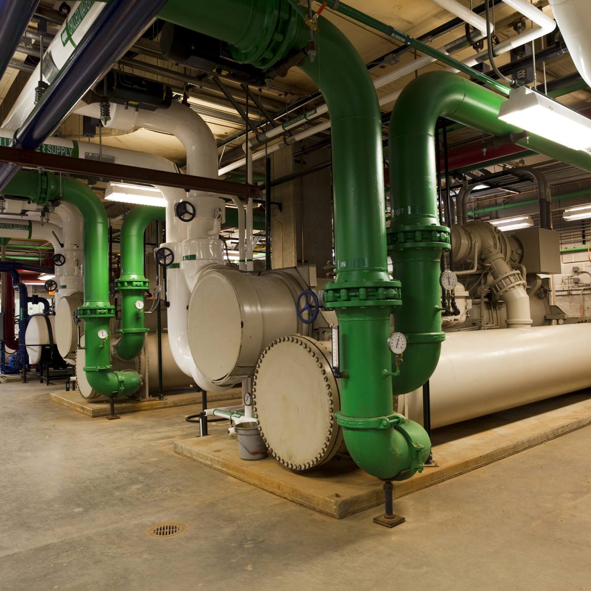 Central plant pumps and piping