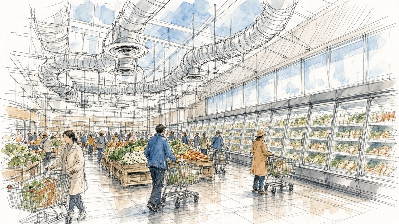 Shoppers in a grocery store