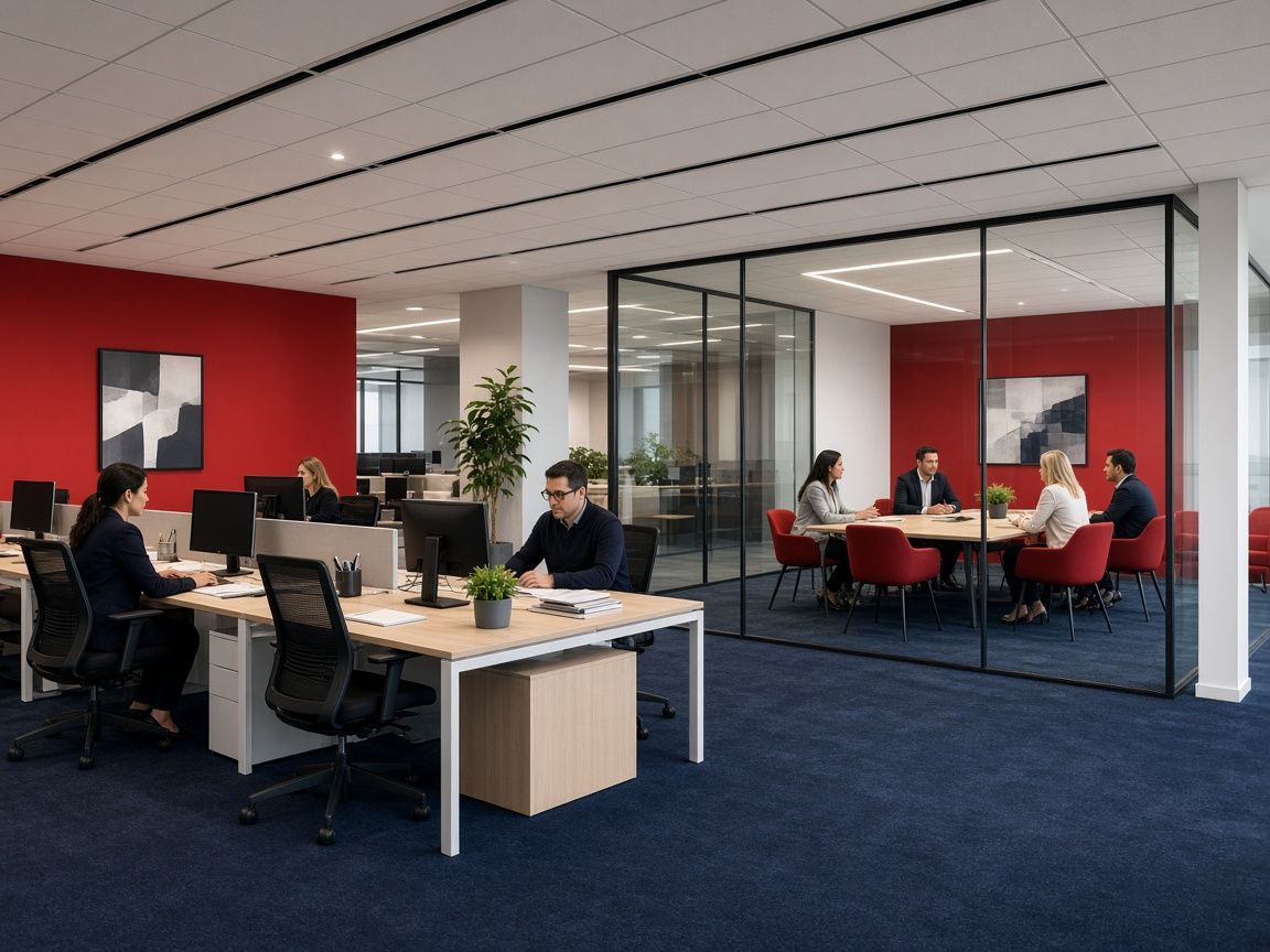 Coworkers collaborating in an open office